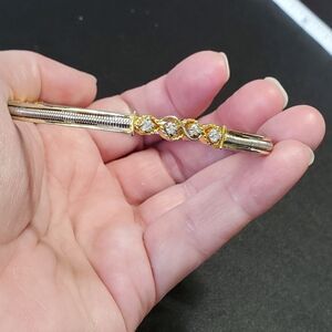 Multi tone bangle rhinestone bracelet 7.25"